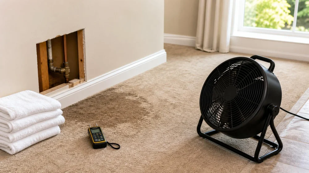 Wet Carpet After a Leak: Stop Water, Limit Access, and Document Drying