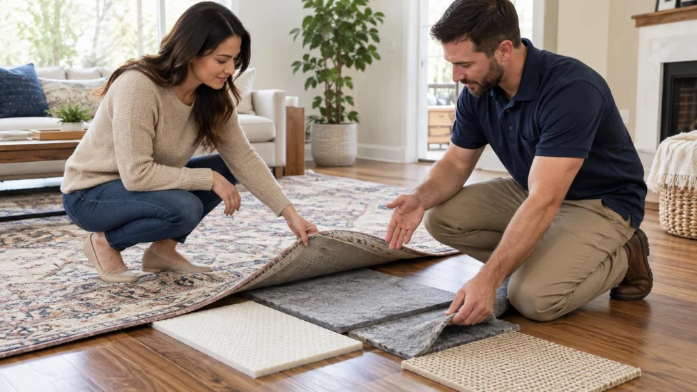 Area Rug Pad Choice: Grip, Floor Finish, and Dimensions